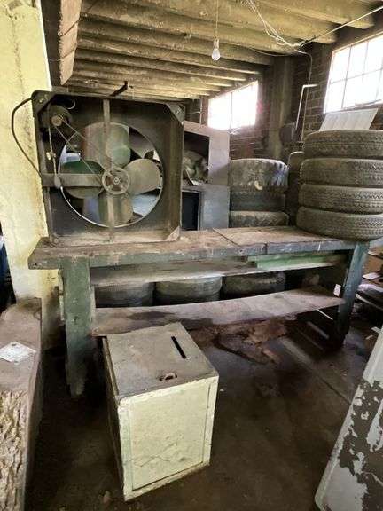 Heavy duty wooden work bench 8' L x 19" D x 37" T, TIRES NOT INCLUDED image