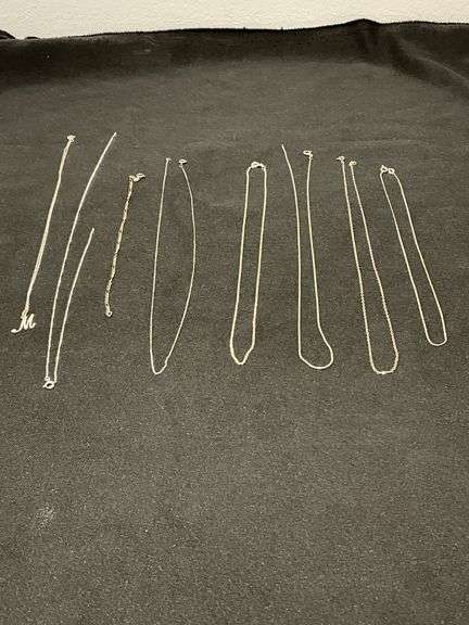 Sterling 19" cable chain, broken 18" sterling chain, 18" cable 925 chain (no mark on pendant), 18" 925 cable chain, 19" 925 cable chain, snake 925 20" chain with sterling clasp, 16" flat S link chain 925, Figaro link 925 7" bracelet. image