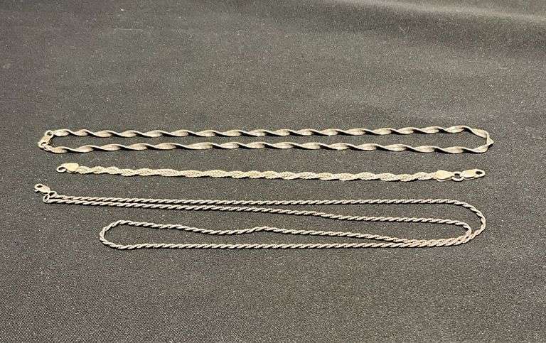 925 twist necklace 30" L, 925 Italy 18" twisted herringbone, 925 Italy 8" bracelet image