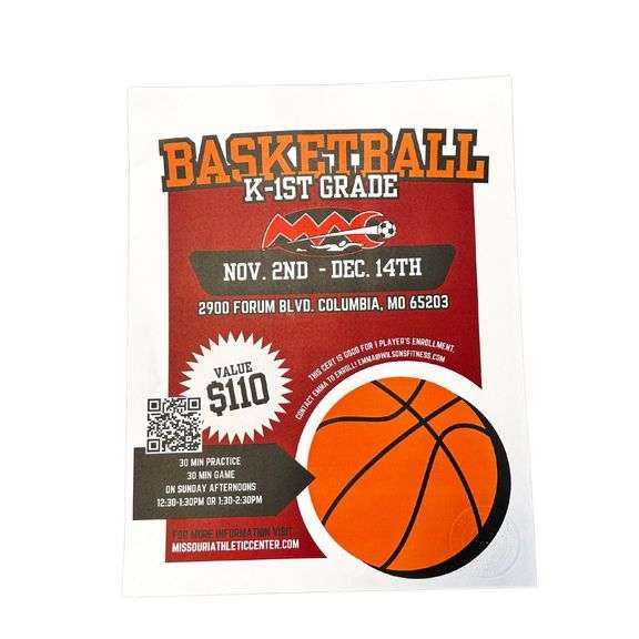 Certificate for one player at the MAC Youth Basketball – K–1st Grade image