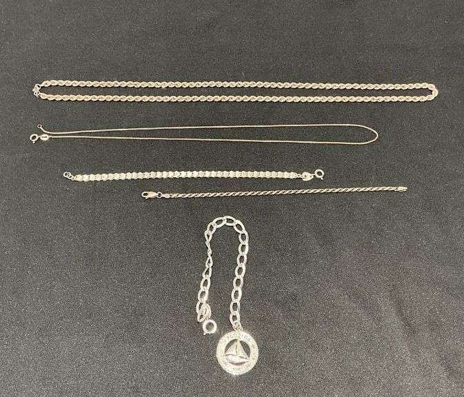 7" sterling bracelet with sterling charm, Italy 925 7" bracelet, 24" rope 925 chain, 20" Italy 925 box chain, 7" 2-sided 925 bracelet image