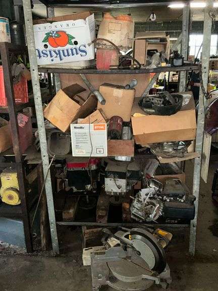 Shelf and contents, 82" T x 49" W x 24" D image