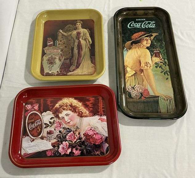 3 Coca-Cola trays, up to 19" x 8 1/2" image