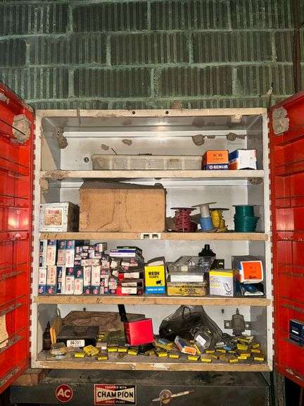 Spark plugs, rolls of wire, fuses, sealed beam headlamps image