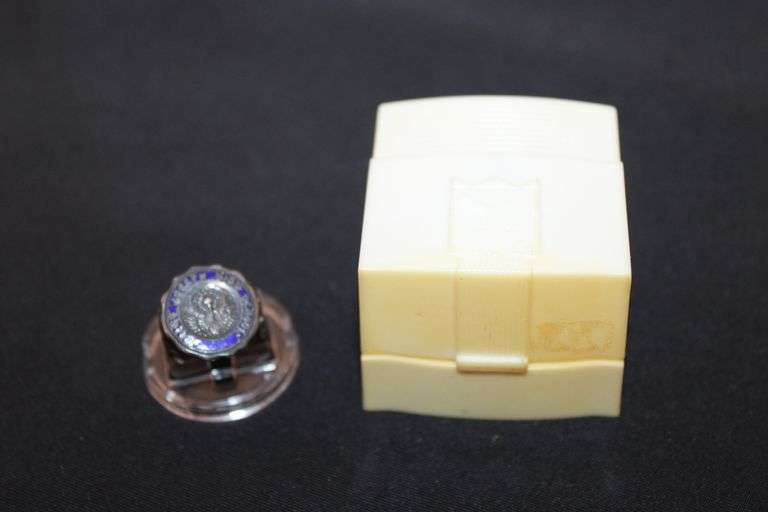Sterling Silver 1866 St. Joseph High School ring with blue enamel image
