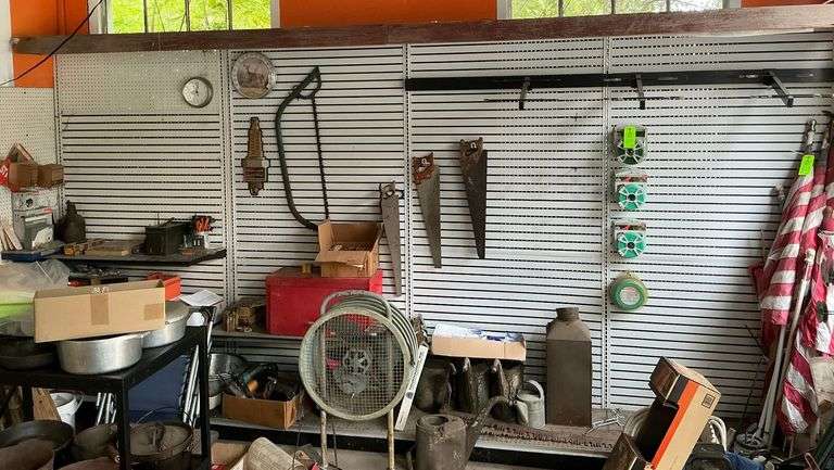 Slat wall with shelves and hooks, 16' L image