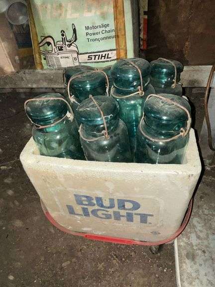 Blue Ball jars with bail lids image