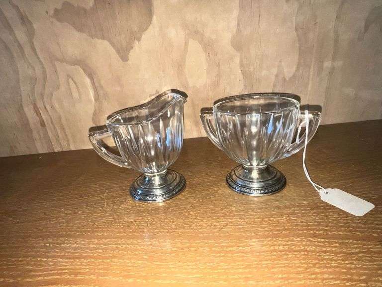 Saben Creamer and sugar with sterling bases image