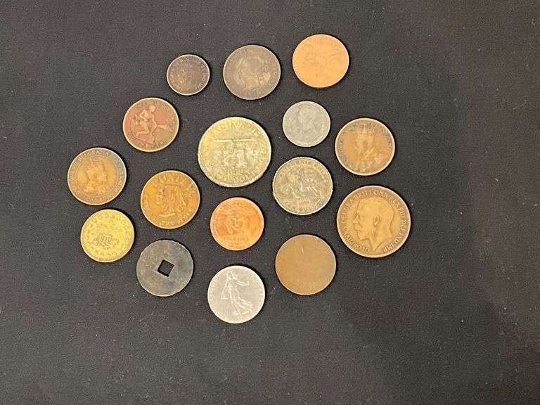 Pontiac Chief coin and foreign coins image