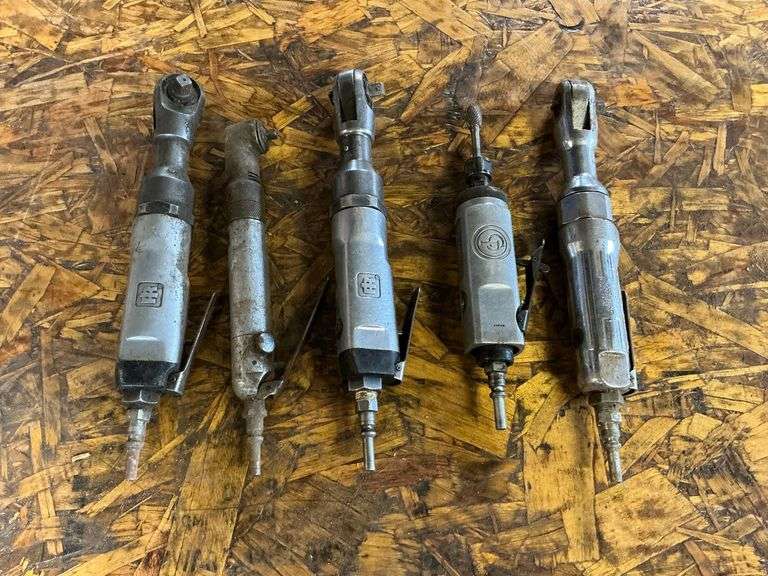 Assortment of air tools, die grinder, 1/4" and 3/8" drive ratchets image