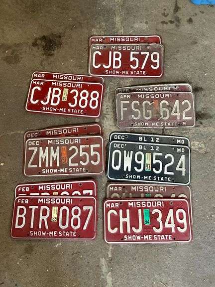 1980's and 90's Missouri license plates image