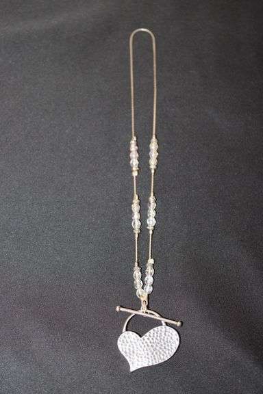 Sterling Silver 16" chain necklace with glass beads, circle & bar style clasp image