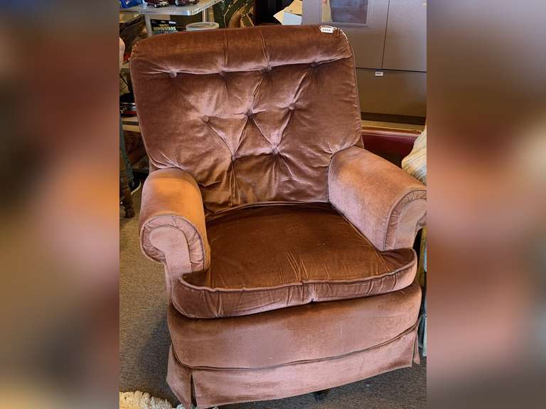 VINTAGE KROEHLER RUST COLOR VELVET ROCKING CHAIR - L.W. Benton Company ...