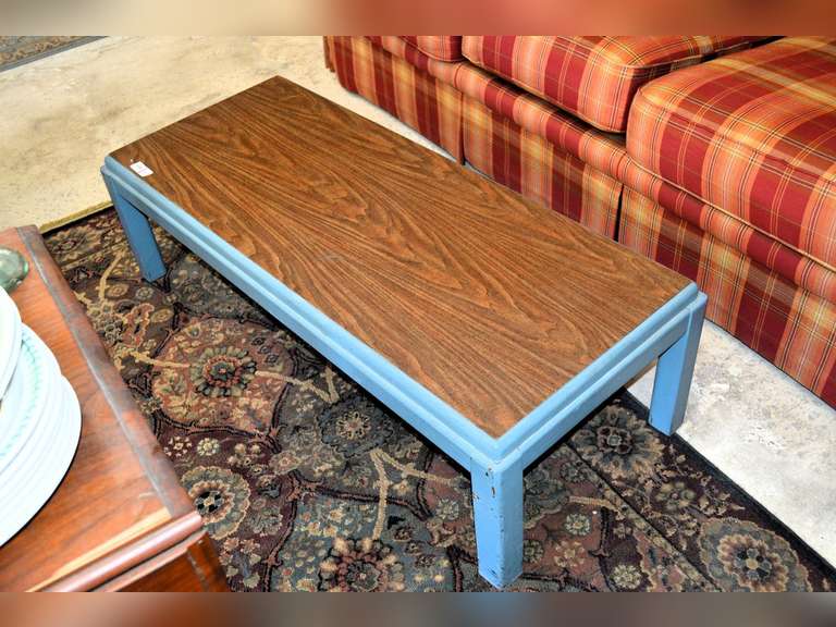 COFFEE TABLE 14" H X 50" X 2" AND SIDE TABLE WITH SHELF 15 1/2" W X 19 1/2" D X 21" H
