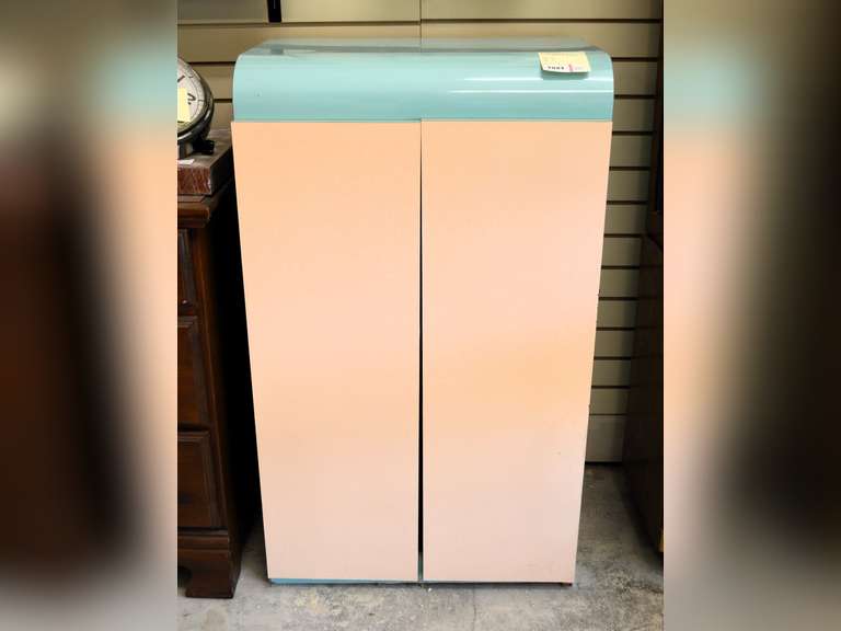 AQUA & CREAM MCM CABINET TWO DOORS AND TWO SHELVES 24" W X 16" D X 41" H