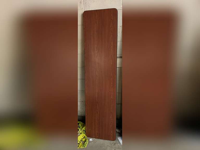 71" LONG X 18" WIDE METAL HEAVY WOODTONE TOP FOLDING TABLE