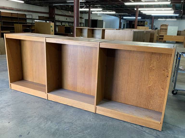 EXTRA LARGE SOLID WOOD DOUBLE SIDED BOOK SHELF UNIT (UNSURE LOCATION OF SHELFS) 110" LONG X 42" TALL X 24" DEEP