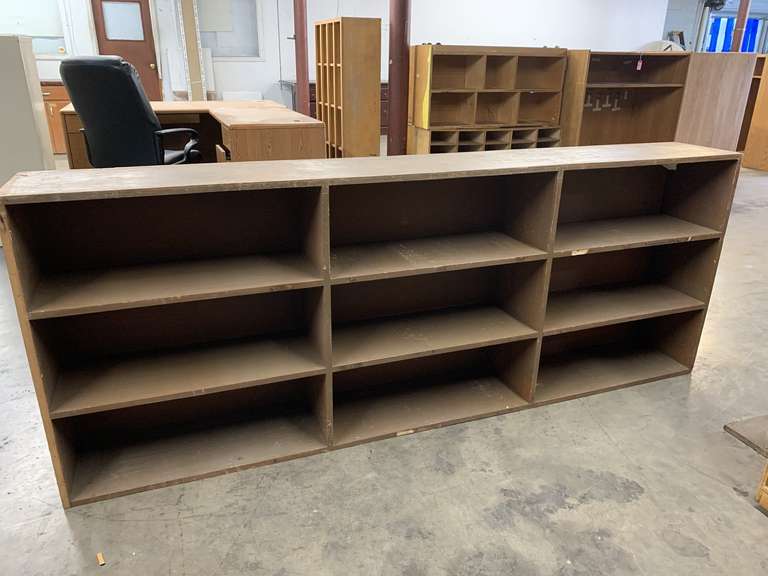SOLID WOOD BOOKSHELF 88 1/2" LONG X 12" DEEP X 34" TALL