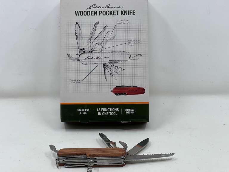 DEN… Eddie Bauer wooden pocket knife, comes with the original box, see pictures for details. image