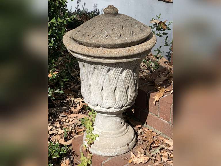 CONCRETE URN/PLANTER W/ LID 20" TALL X 14" ROUND - FRONT PORCH image