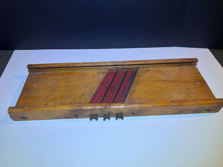 BR3… Large antique mandolin slicer, believed to be for shredding cabbage, see pictures for details. image
