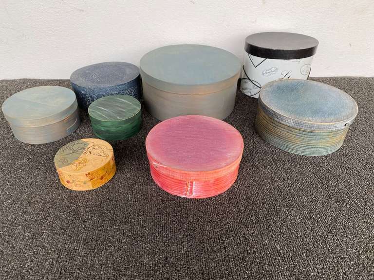 Round wooden storage/pantry boxes, and more. Approximately eight pieces, see pictures for details. image