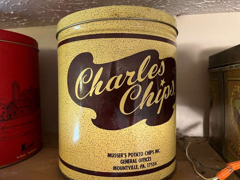 KIT… Vintage Charles Chips tin, see pictures for details. image