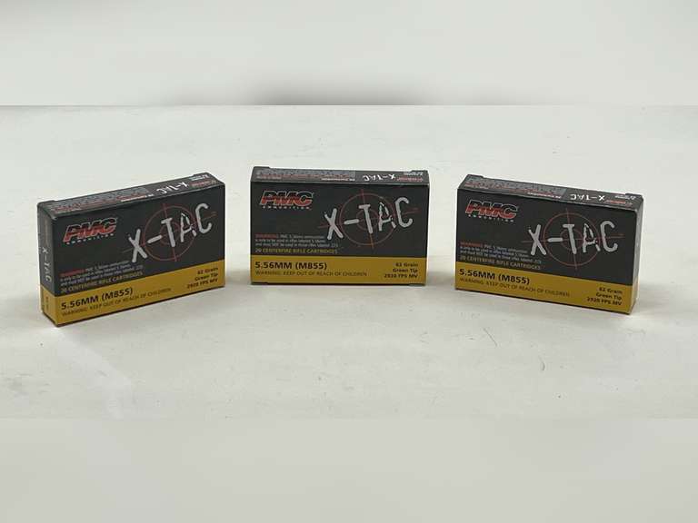 DEN… PMC 5.56 mm, 62 grain ammunition, three boxes, see pictures for details. image