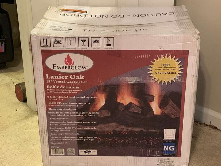 NEW EMBERGLOW LANIER VASE 18" VENTED GAS LOG SET (NEW IN BOX) - UP BED 1 image