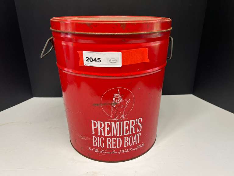 “PREMIER'S BIG RED BOAT" metal souvenir bucket from the Walt Disney cruise line, see pictures for details. image