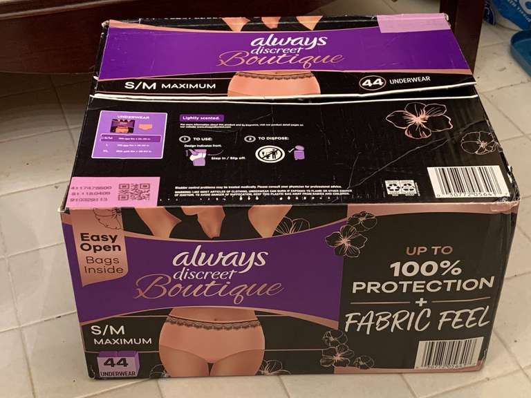 BOX OF ALWAYS DISCREET BOUTIQUE UNDERWEAR SIZE S/M - UP MASTER BATH image