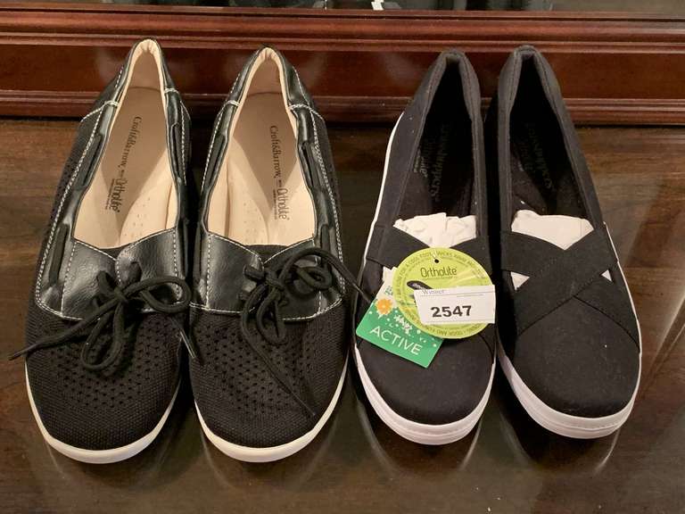 CROFT & BARROW BLACK TENNIS SHOES SIZE 11M (GENTLY WORN) & NEW GRASSHOPPER BLACK CANVAS TENNIS SHOES SIZE 9 - UP MASTER BED image