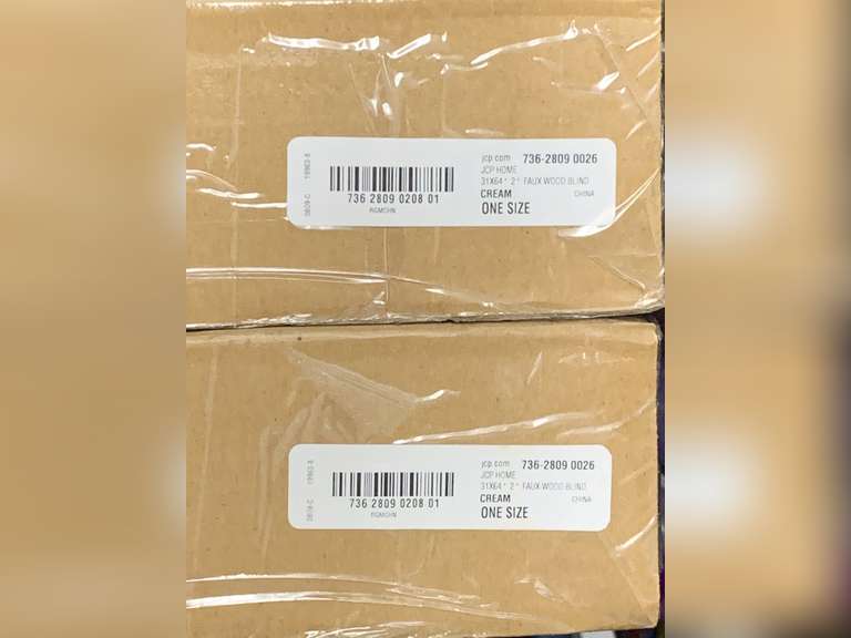 NEW 2" CREAM FAUX WOOD BLINDS IN BOX BY JCPENNEY HOME - TWO 31X64 - UP MASTER CLOSET 2 image