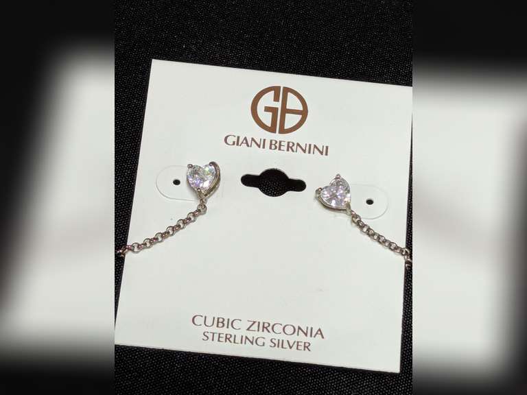 Giani Bernini Sterling Silver Cubic Zirconia Heart Earrings image