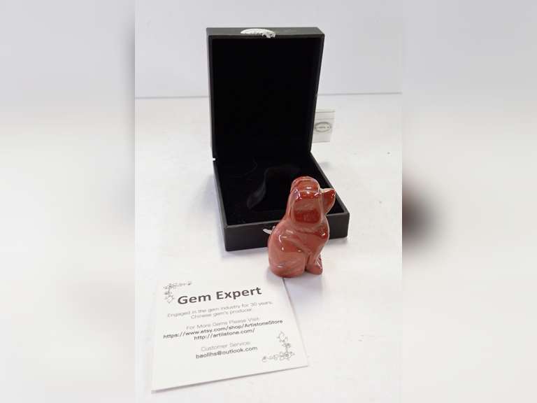 Jasper Carved Dog Figurine with Box image