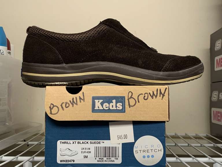 KEDS DARK BROWN SUEDE SLIP ON TENNIS SHOES SIZE 9M (GENTLY WORN) - UP MASTER CLOSET 2 image