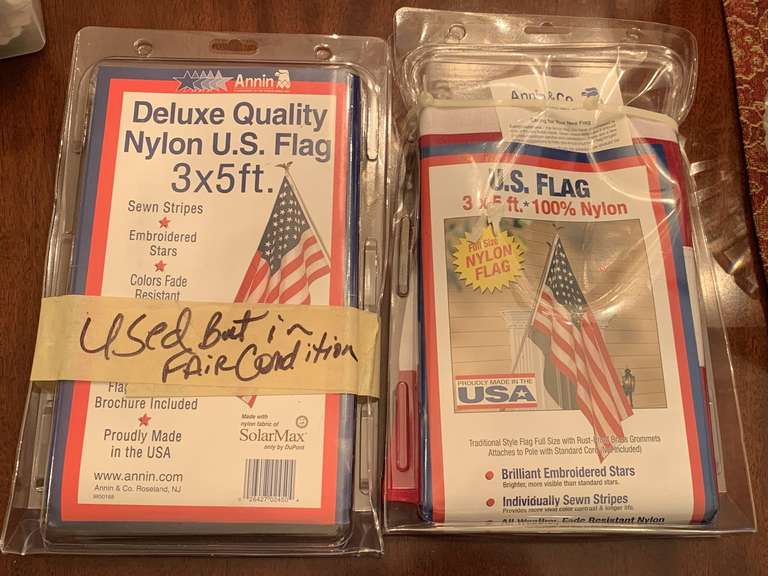 NEW 3X5 NYLON US FLAG & 3X5 NYLON US FLAG (SLIGHTLY USED) - FOYER image