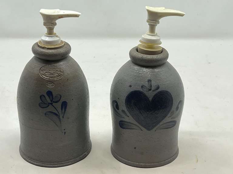KIT…Rowe pottery stoneware soap dispensers, set of two, see pictures for details. image