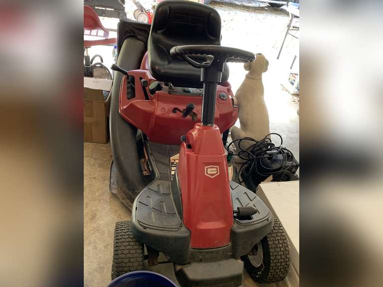 CRAFTSMAN RER 1000 RIDING LAWN MOWER WITH GRASS CATCHER & 2 NEW TIRES (IN BOX) - MOWER APPEARS NEW/BARELY USED - GARAGE image