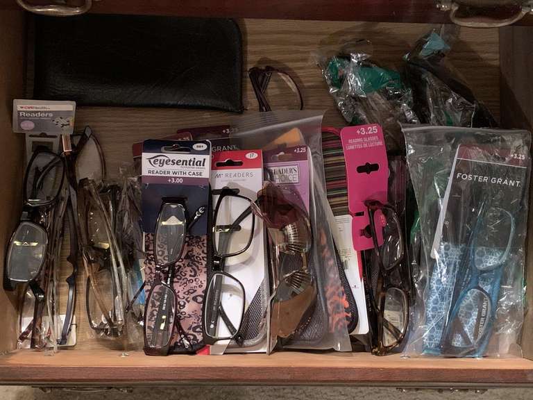 DRAWER FULL OF SUNGLASSES/READERS (MOSTLY NEW) - UP MASTER BED image