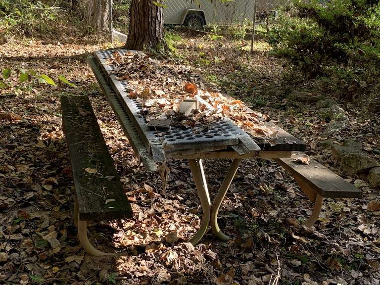 METAL FRAMED PICNIC BENCH 8 FT LONG (DOES NOT INCLUDE SCAFFOLDING) - BACKYARD image
