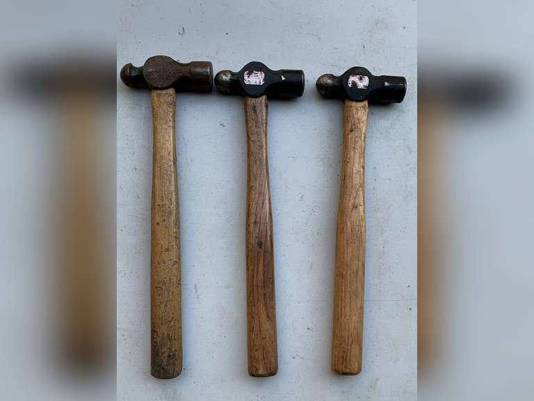 3 VINTAGE BALL PEEN HAMMERS - GARAGE image