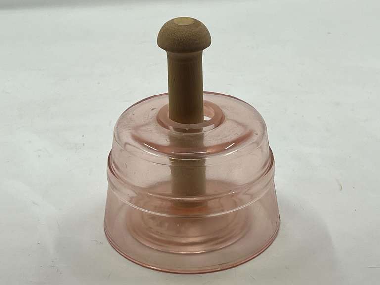 KIT… Lovely vintage pink glass butter mold with wheat design, see pictures or details. image
