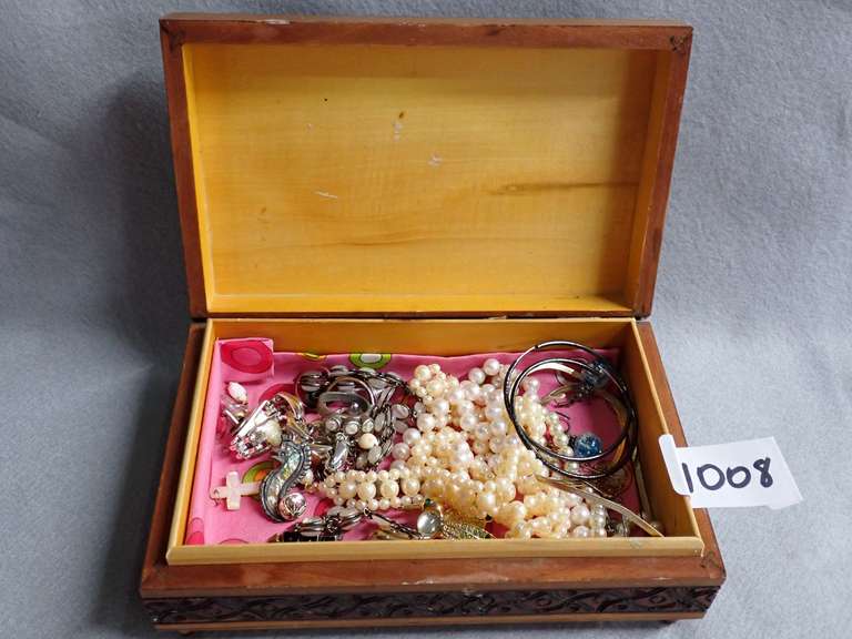 Decorative Wooden Box with Jewelry Assortment image