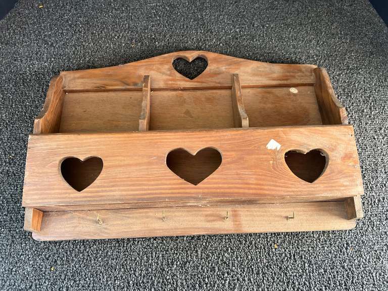 Wall mount mail holder with key hooks, see pictures for details. image