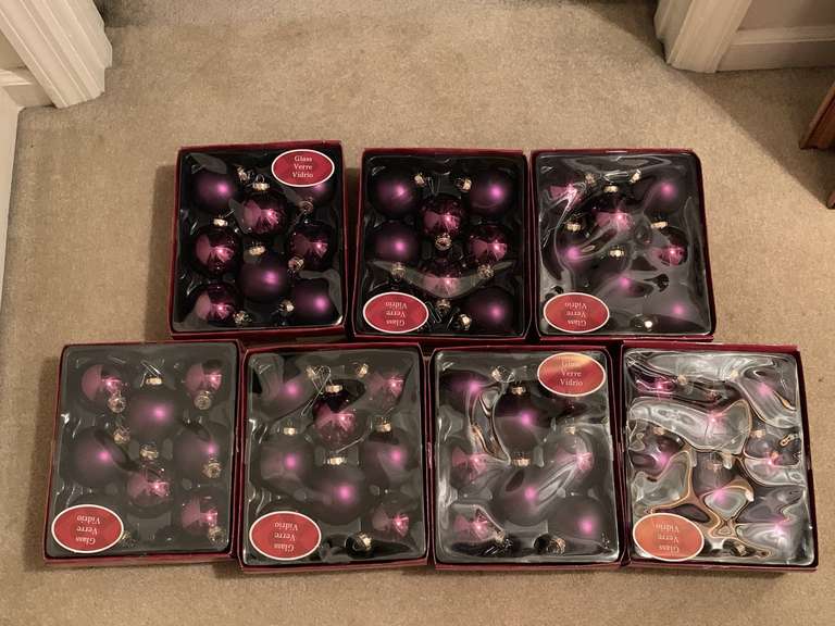 7 BOXES OF WINE GLASS CHRISTMAS TREE ORNAMENTS - UP HALL CLOSET image