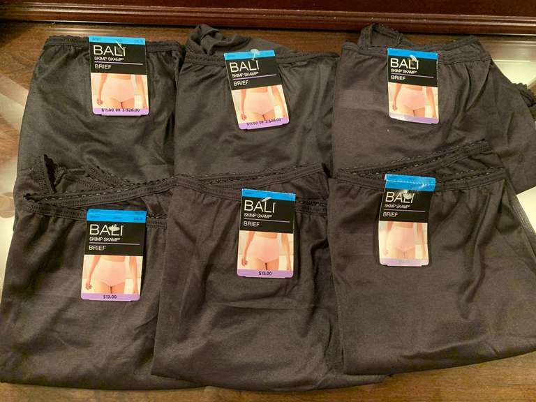 6 PAIR NEW BLACK 2XL/9 BALI BRIEFS - UP MASTER BED image