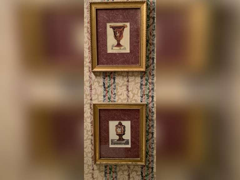 PAIR OF FRAMED/MATTED ENGRAVINGS "18TH CENTURY URNS" 10X12 - POWDER ROOM image