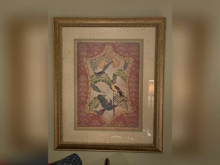 AVIARY II BY A. KAMELHAIR PRINT NICELY FRAMED/MATTED 29" X 34" - UP BED 2 image