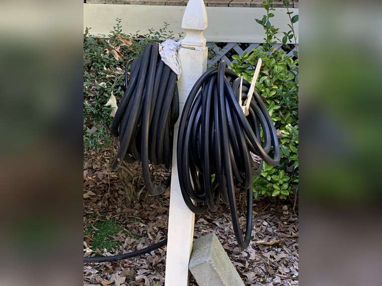2 BLACK HEAVY DUTY GARDEN HOSES - BACK YARD image